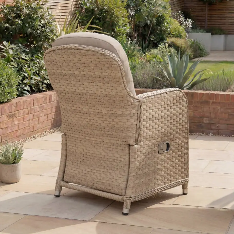 Audrey 6 Seat Rattan Reclining Dining Set - Round Table