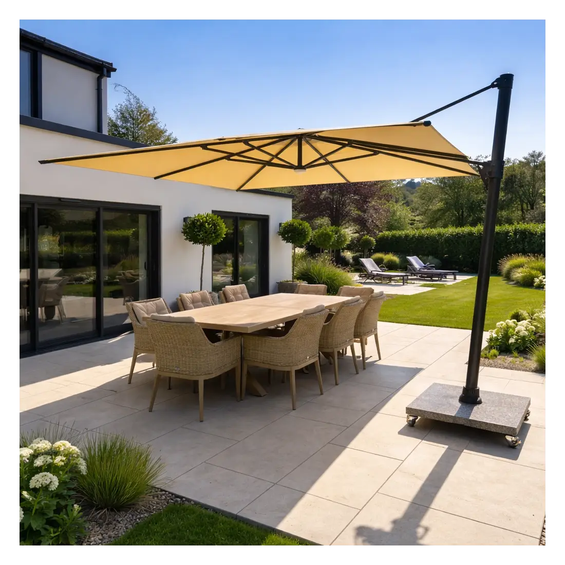 Sicily 3M Square Cantilever Parasol With LED Lights Sicily 3M Square Cantilever Parasol With LED Lights