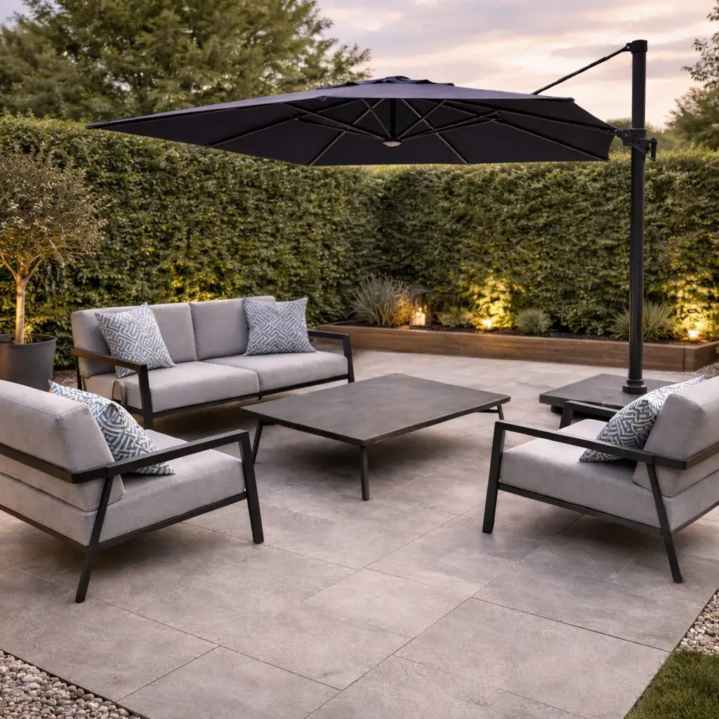 Sicily 3M Square Cantilever Parasol With LED Lights