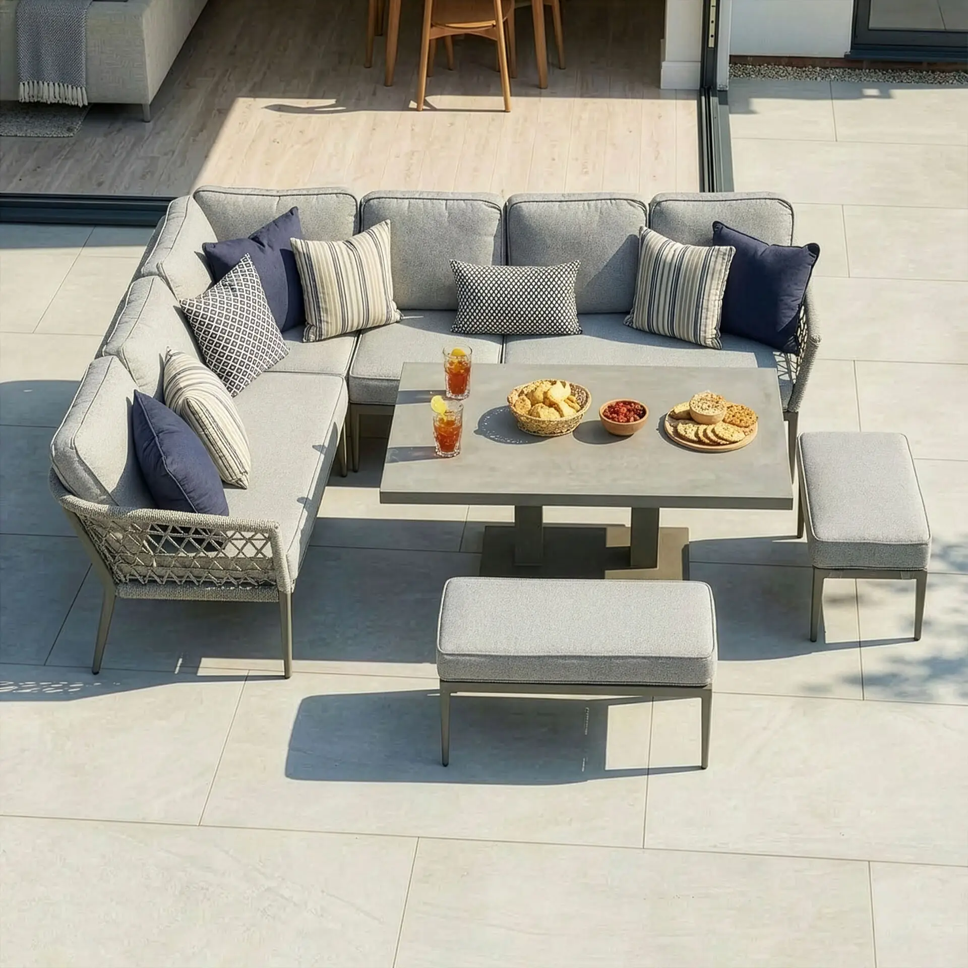 Monaco Rope Weave Large Corner Dining Set