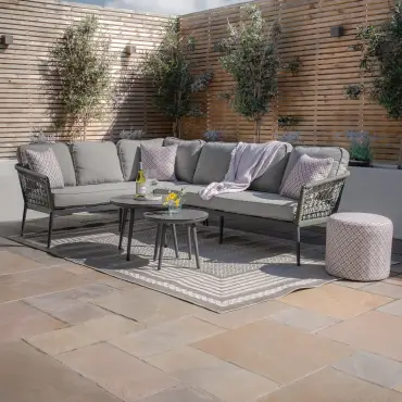 Monaco Rope Weave Large Corner - Pair of Round Coffee Tables