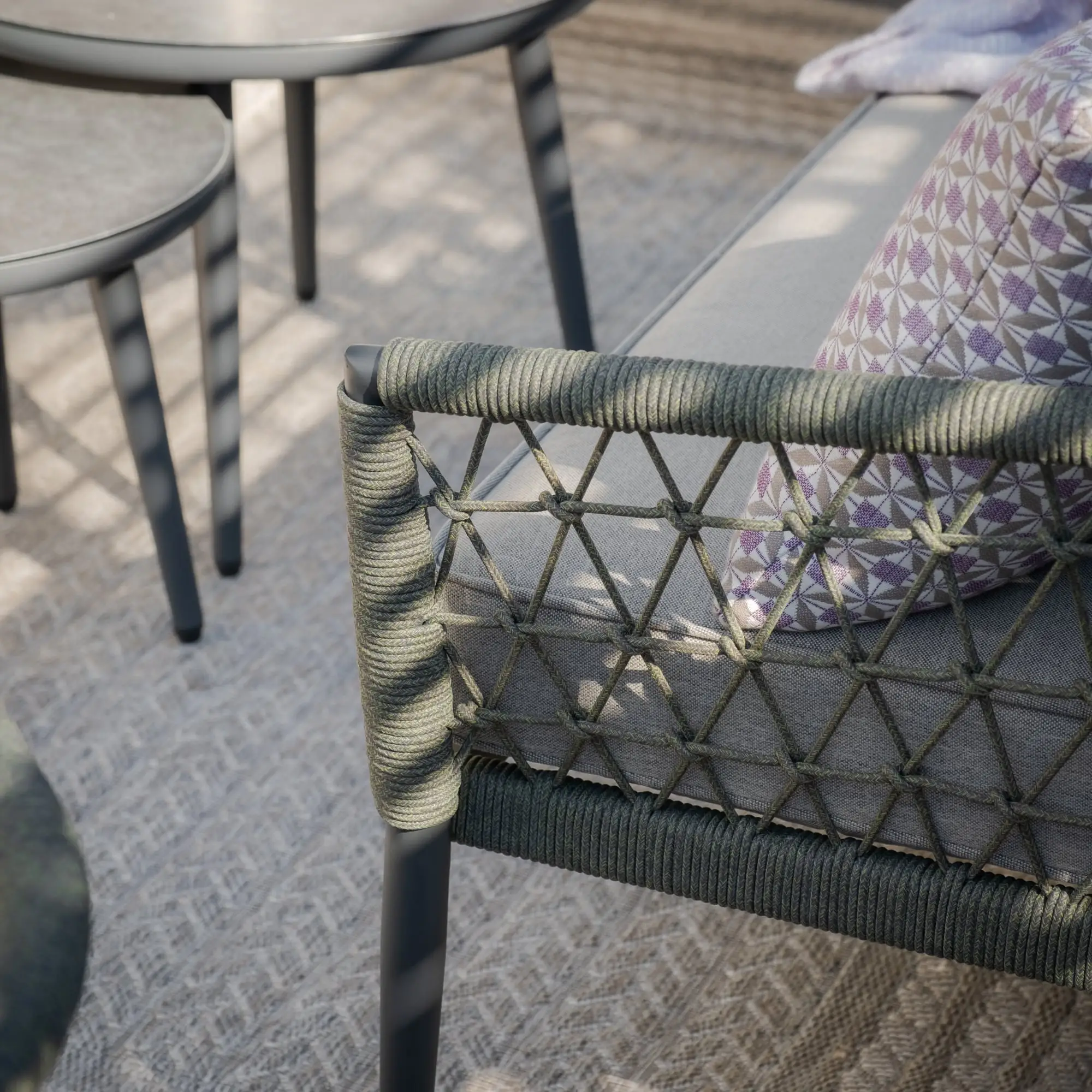 Monaco Rope Weave Large Corner - Pair of Round Coffee Tables