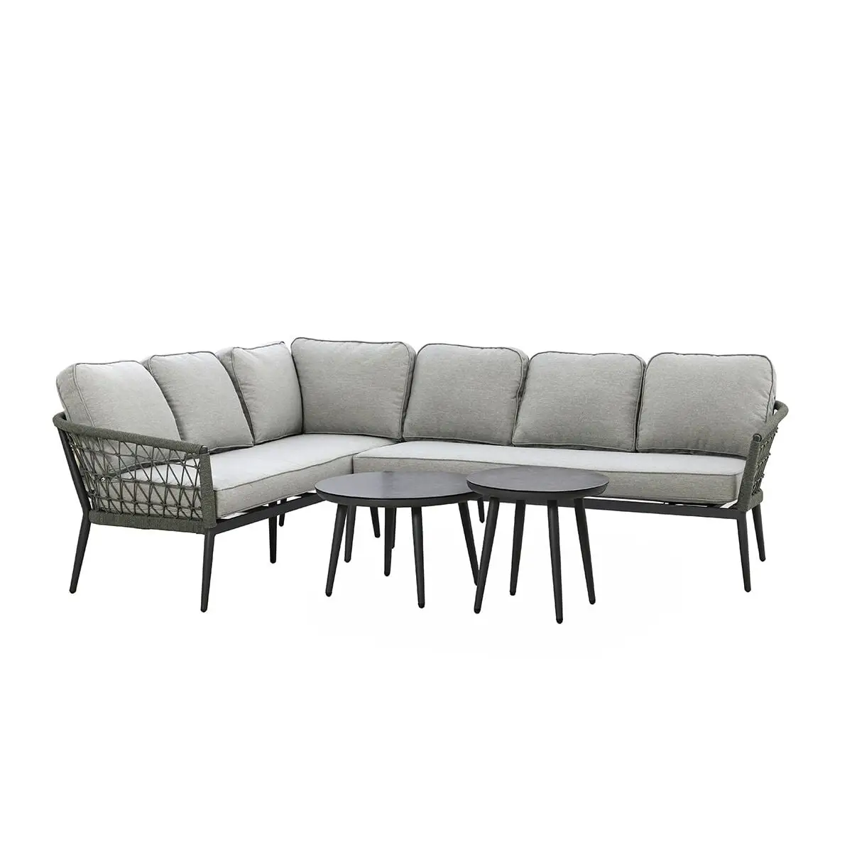 Monaco Rope Weave Large Corner - Pair of Round Coffee Tables