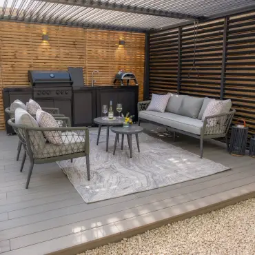 Monaco Rope Weave 3 Seat Sofa Set with Pair of Round Coffee Tables