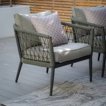 Monaco Rope Weave 3 Seat Sofa Set with Pair of Round Coffee Tables