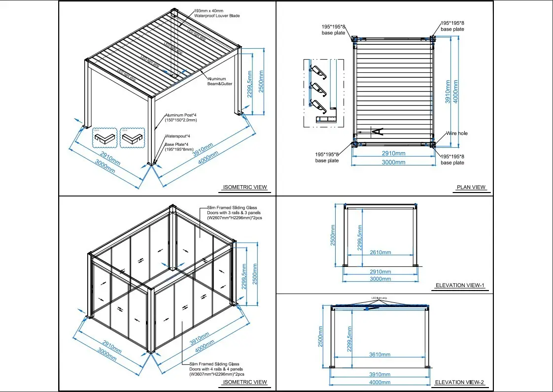 Mirage 4M x 3M Bioclimatic Pergola