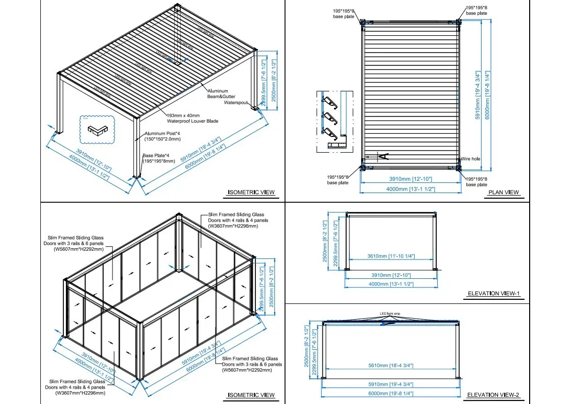 Mirage 6M x 4M Bioclimatic Pergola