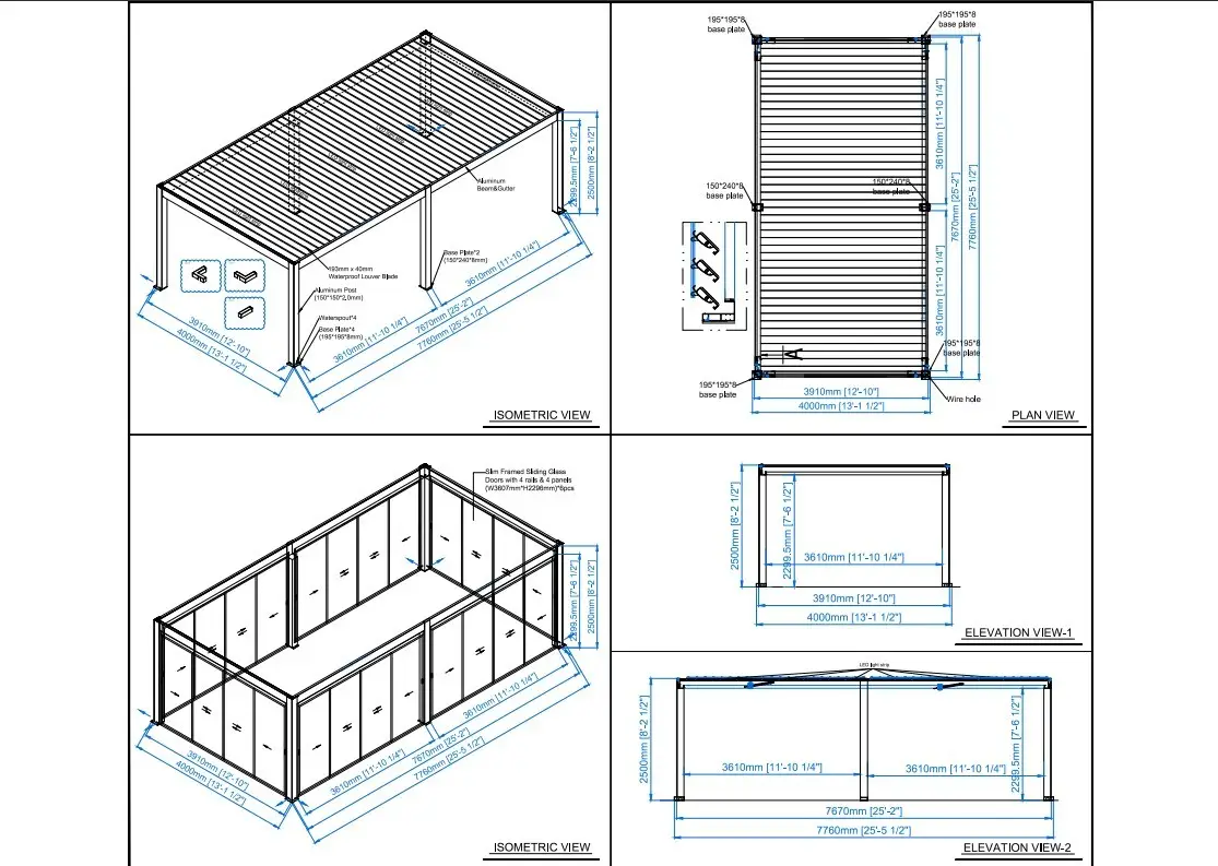 Mirage 8x4m Bioclimatic Pergola