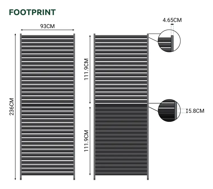Titan Aluminium Shuttered Louvre Side Panels Set of 3 - 1m