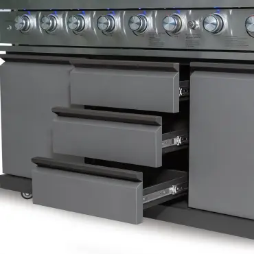Ember Linear Outdoor Kitchen with 6 Burner Gas Grill & Single Fridge