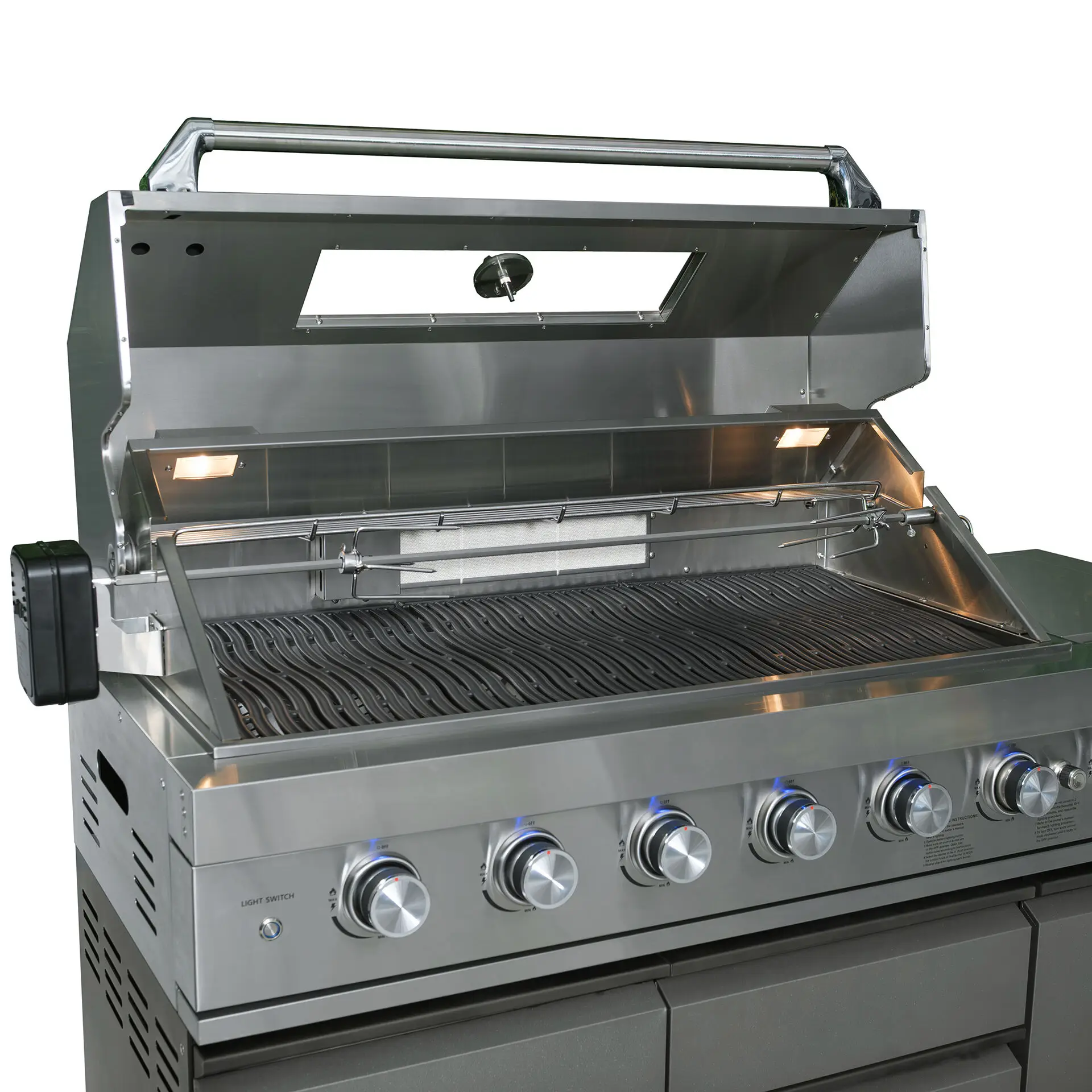 Ember Linear Outdoor Kitchen with 6 Burner Gas Grill & Single Fridge