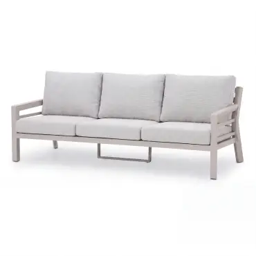 New York 3 Seat Sofa Aluminium Sofa Set with Ceramic Glass Rising Table - Latte