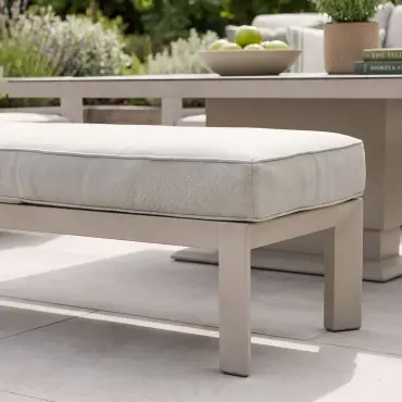New York 3 Seat Sofa Aluminium Sofa Set with Ceramic Glass Rising Table - Latte