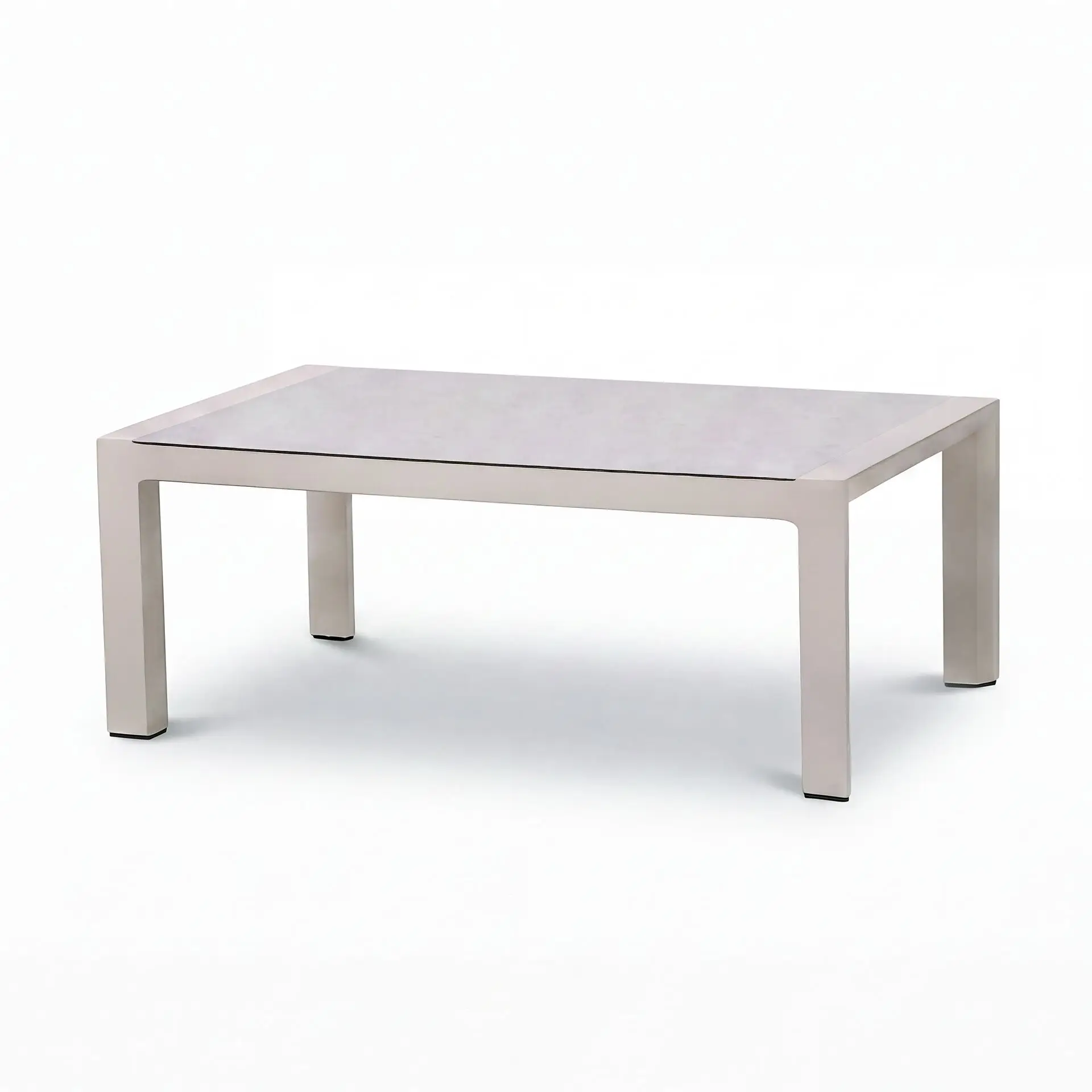 New York 2 Seat Aluminium Sofa Set with Ceramic Glass Coffee Table - Latte