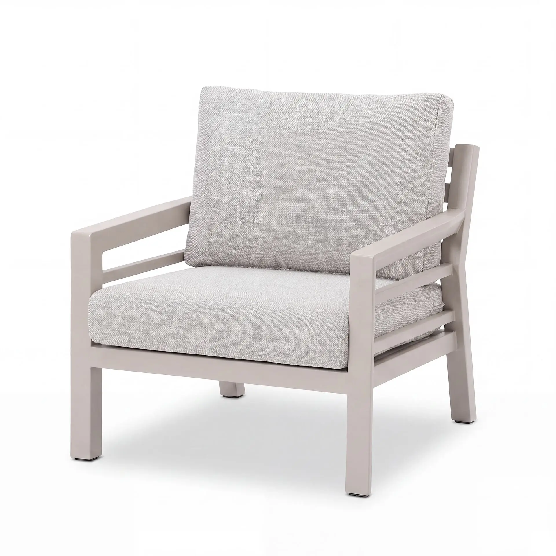 New York 2 Seat Aluminium Sofa Set with Ceramic Glass Coffee Table - Latte