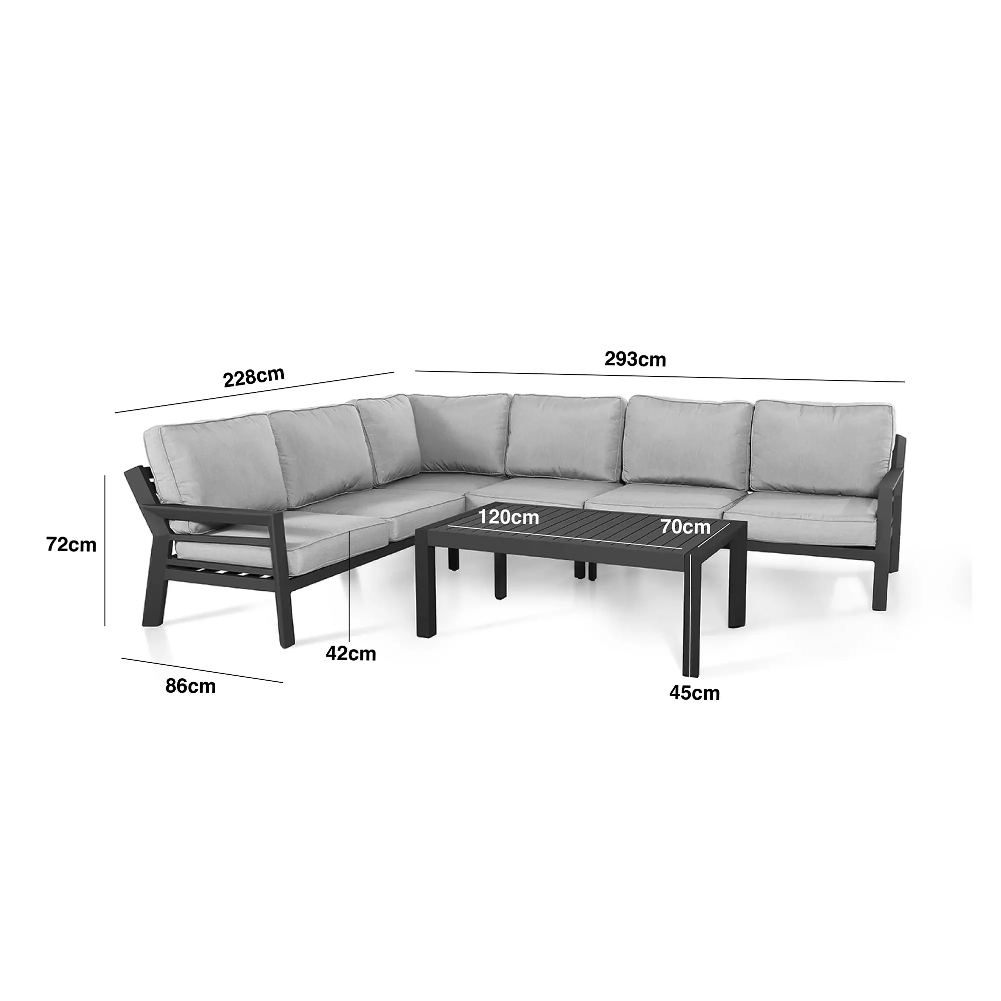 New York Aluminium Corner Sofa Set with Ceramic Glass Coffee Table - Latte