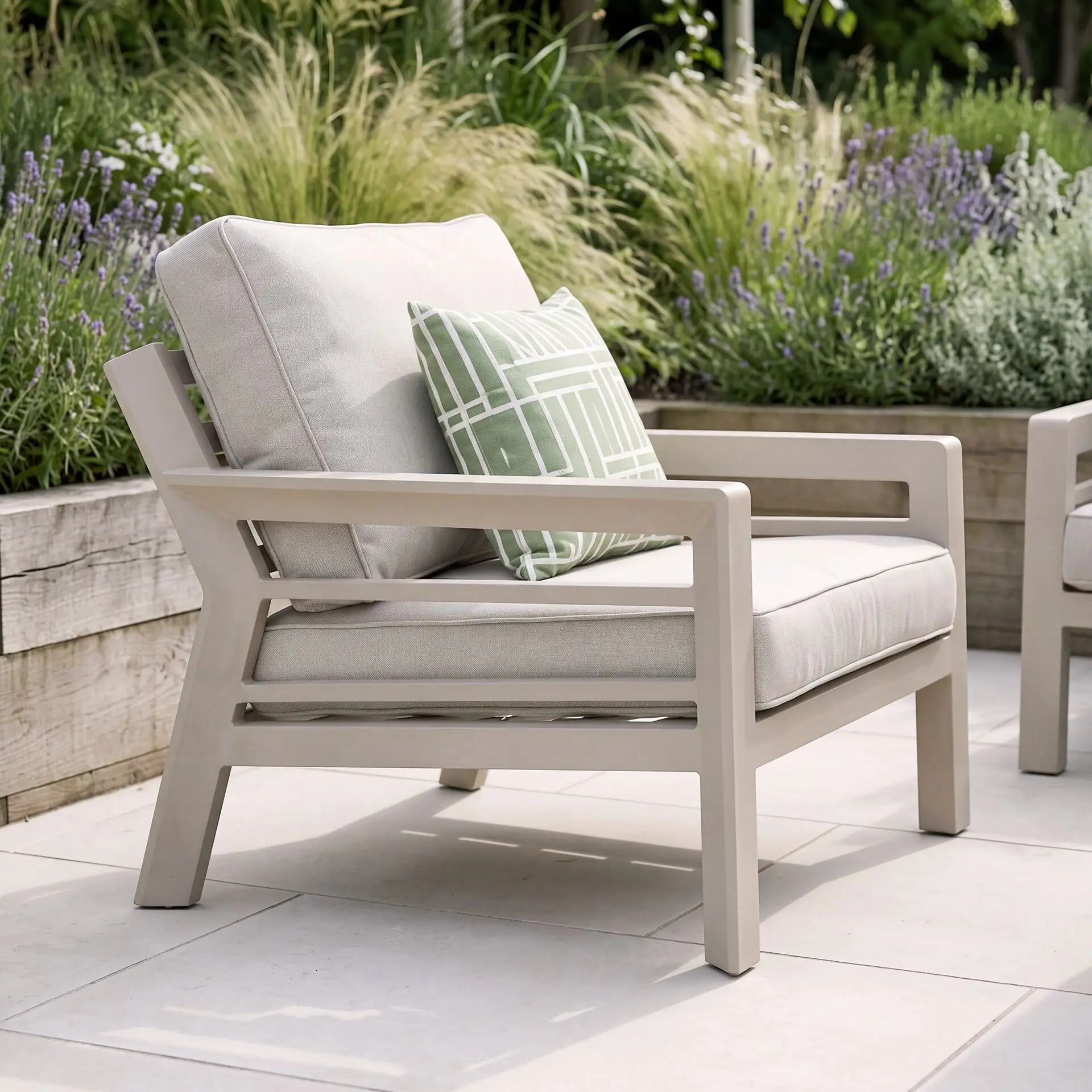 New York 3 Seat Aluminium Sofa Set with Ceramic Coffee Table - Latte