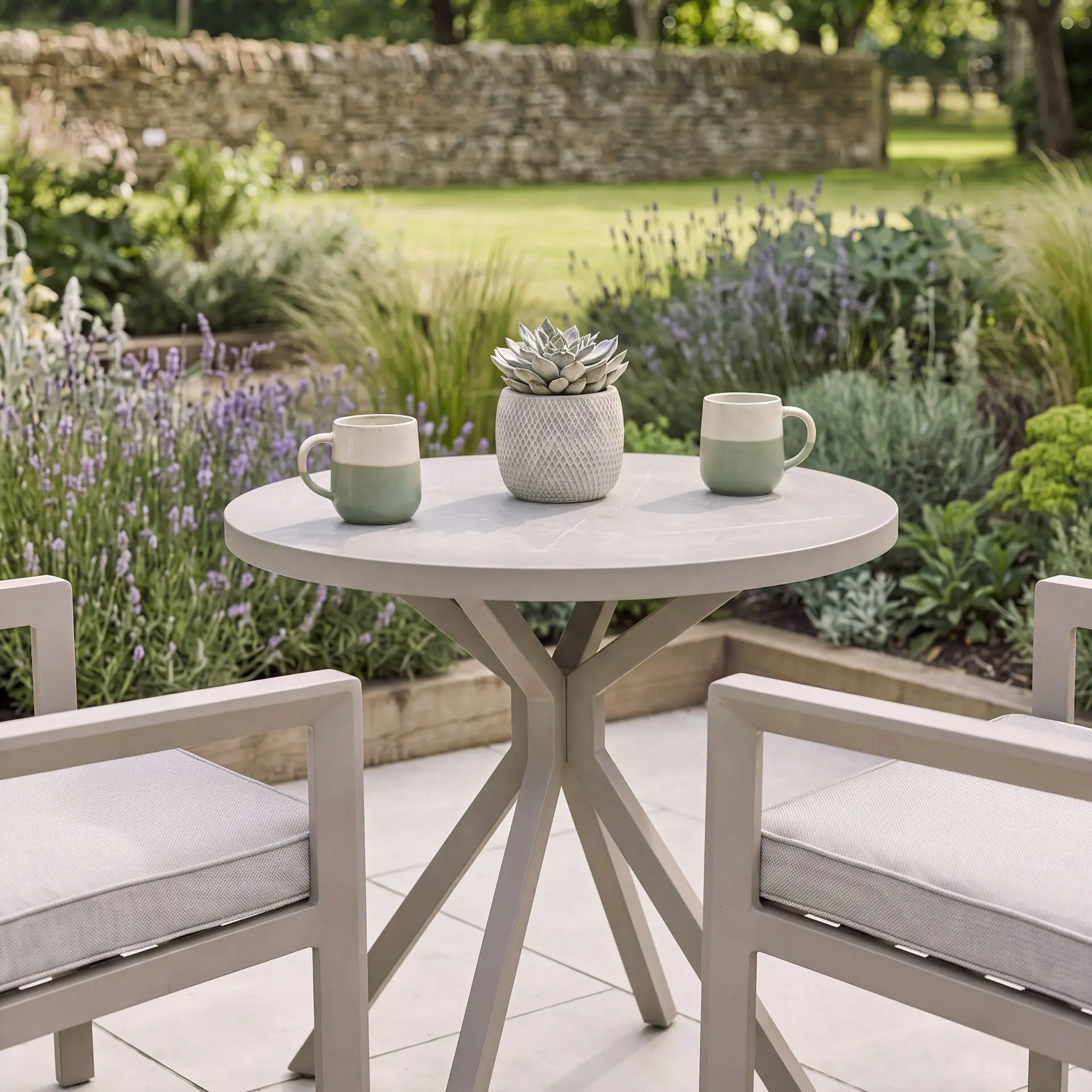 New York 3 Piece Aluminium Ceramic Glass Bistro Set - Latte