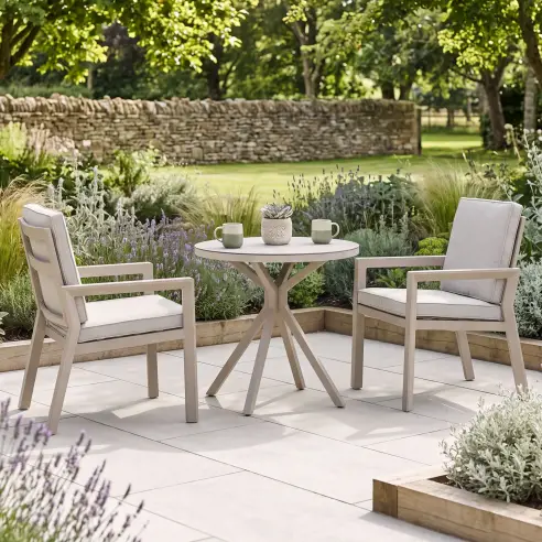 New York 3 Piece Aluminium Ceramic Glass Bistro Set - Latte New York 3 Piece Aluminium Ceramic Glass Bistro Set - Latte