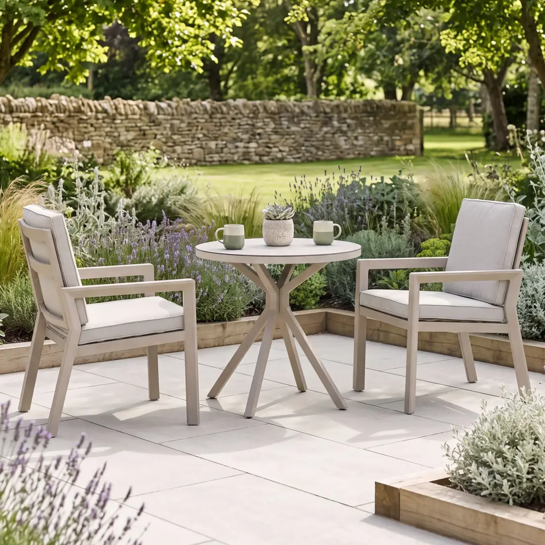 New York 3 Piece Aluminium Ceramic Glass Bistro Set - Latte New York 3 Piece Aluminium Ceramic Glass Bistro Set - Latte