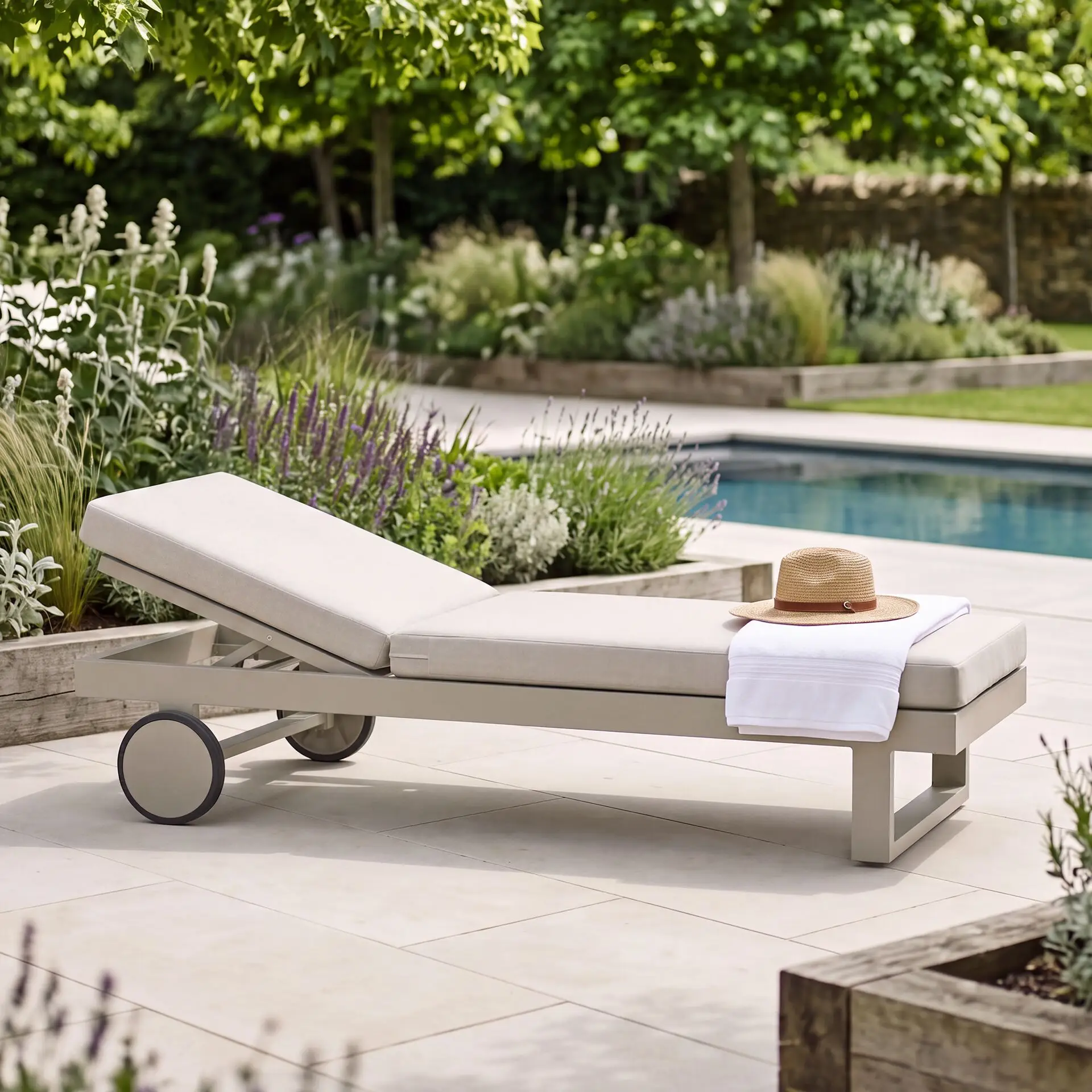 New York Aluminium Single Sunlounger - Latte