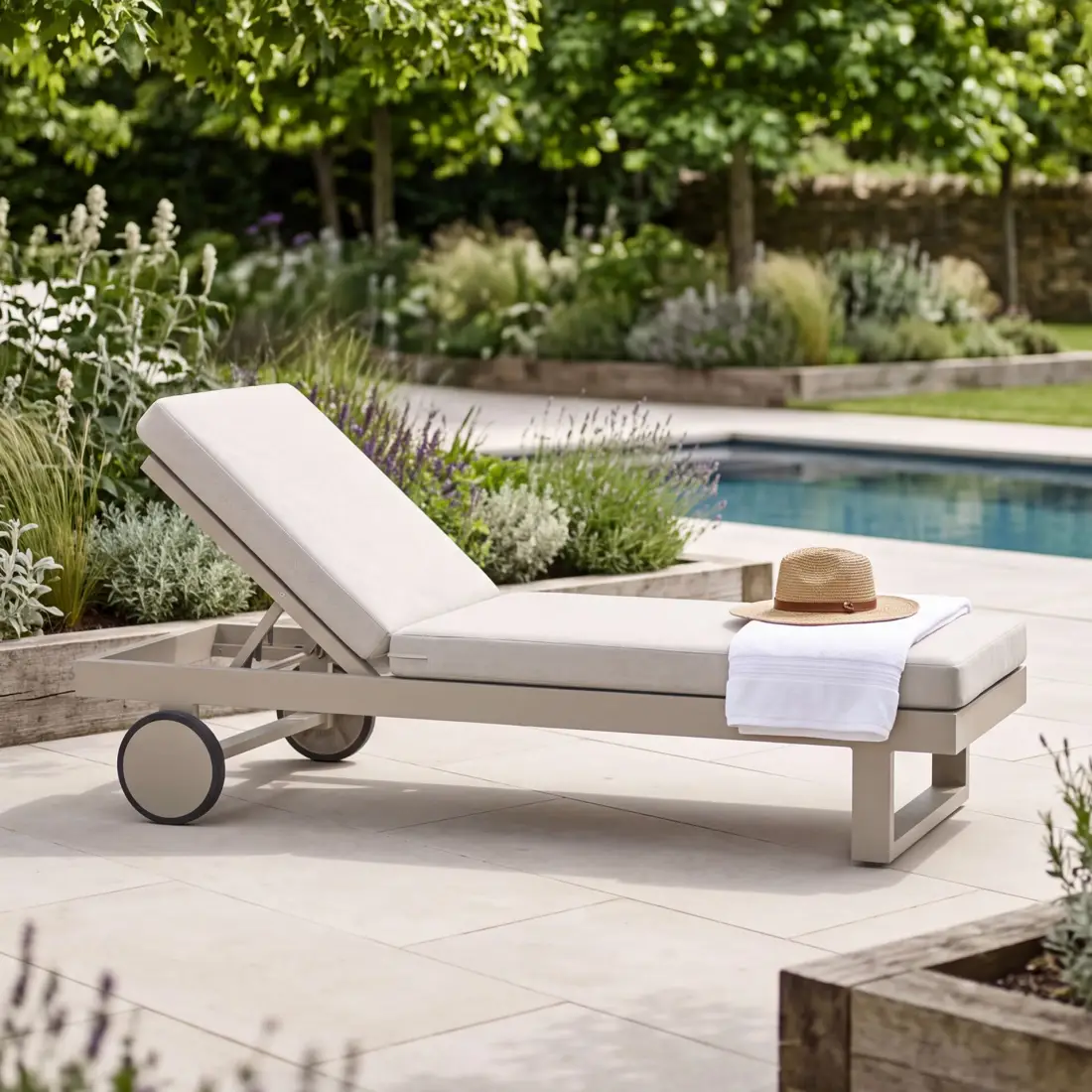 New York Aluminium Single Sunlounger - Latte New York Aluminium Single Sunlounger - Latte
