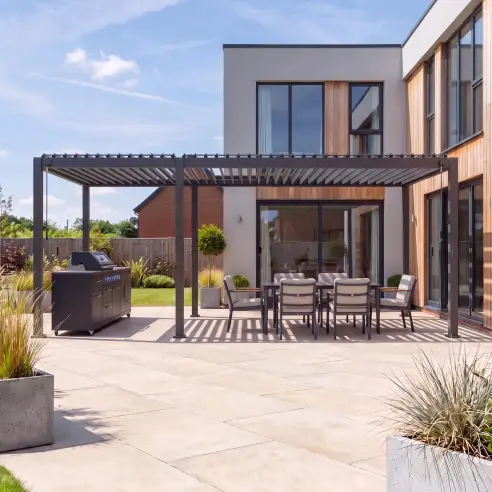 Titan Free Standing 2+4 -6.0 -3.0M Rectangular Manually Operated Pergola - Grey Titan Free Standing 2+4 -6.0 -3.0M Rectangular Manually Operated Pergola - Grey