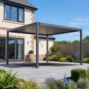 Titan Aluminium Metal Pergola in Graphite Grey - 4.0m x 4.0m