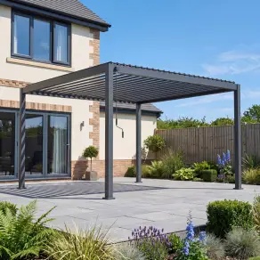 Titan Aluminium Metal Pergola in Graphite Grey - 4.0m x 4.0m