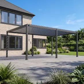 Titan Aluminium Metal Pergola in Graphite Grey - 6.0m x 4.0m