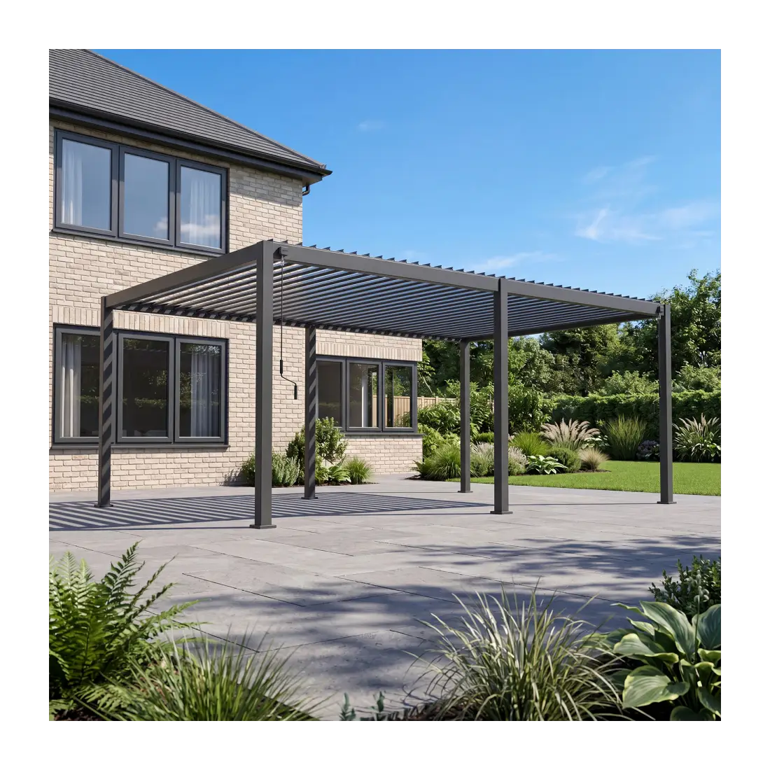 Titan Aluminium Metal Pergola in Graphite Grey - 6.0m x 4.0m