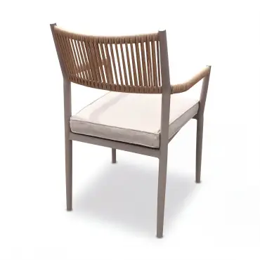Cambridge Rattan Rope 6 Seat Round Sintered Stone Dining Set