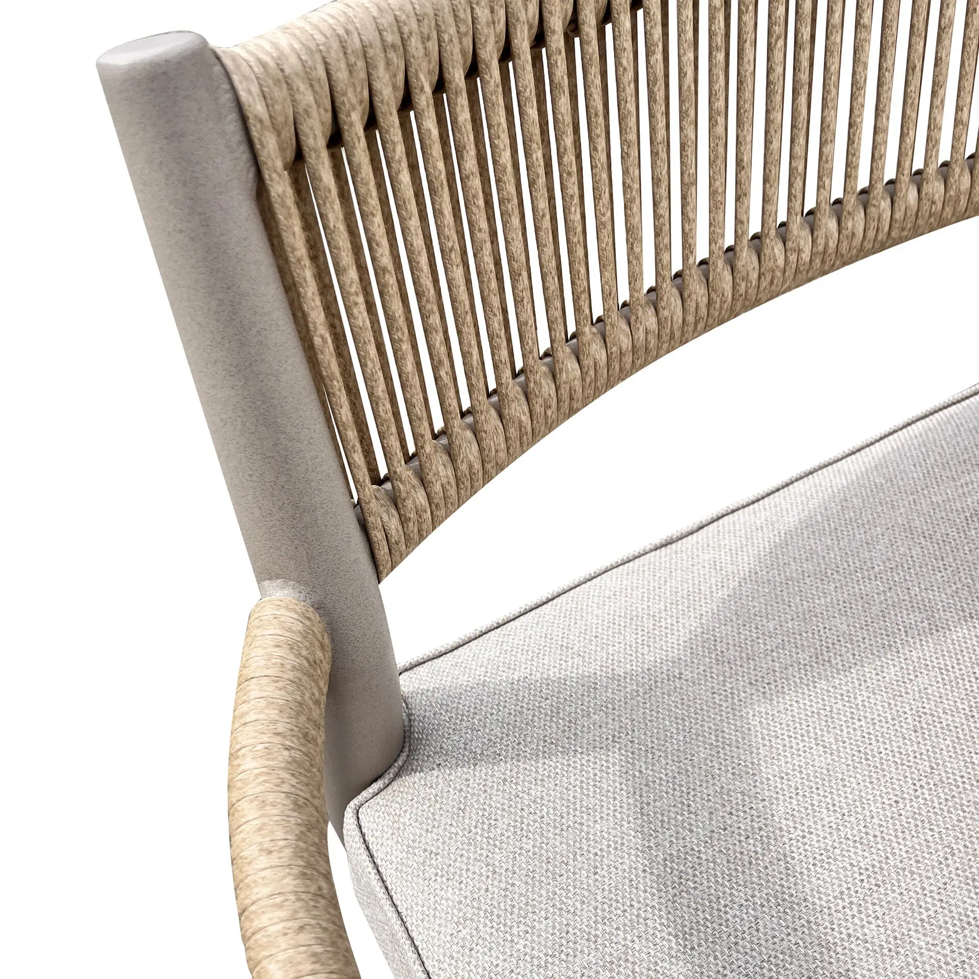 Cambridge Rattan Rope 6 Seat Round Sintered Stone Dining Set