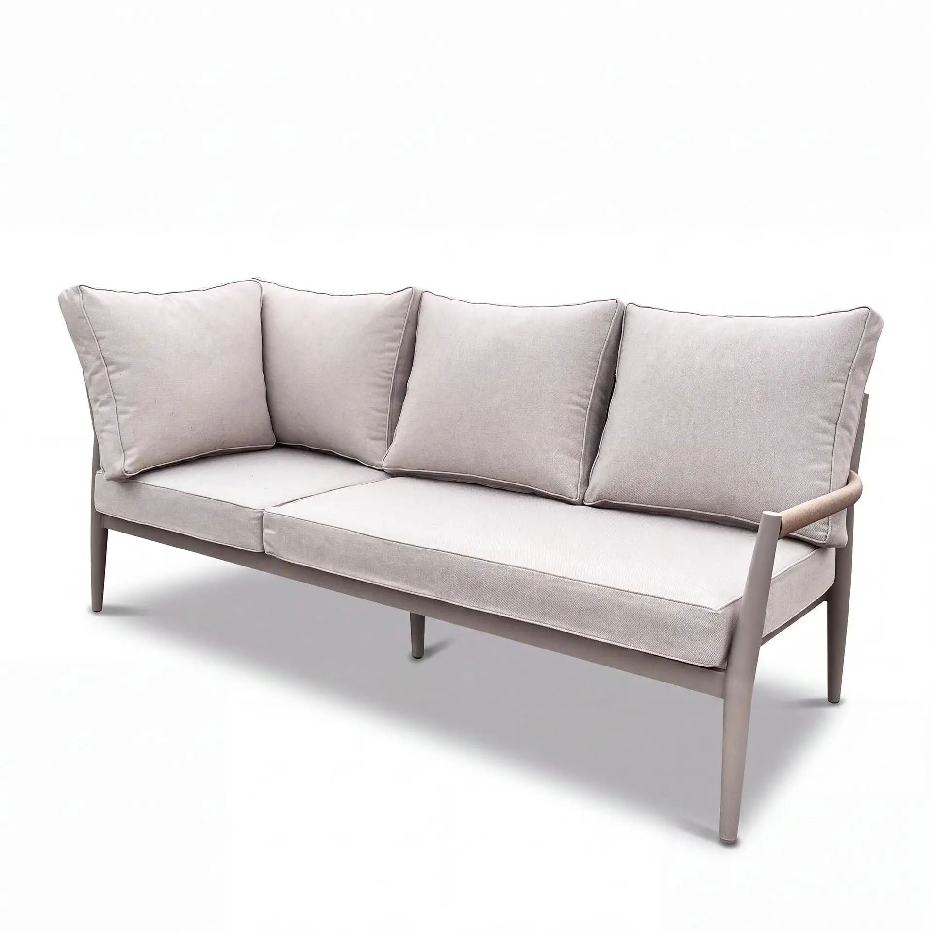 Cambridge Rattan Rope Corner Sofa Dining Set - Sintered Stone Rising Table & 2 Footstools