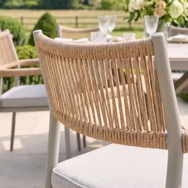 Cambridge Rattan Rope 4 Seat Round Sintered Stone Dining Set