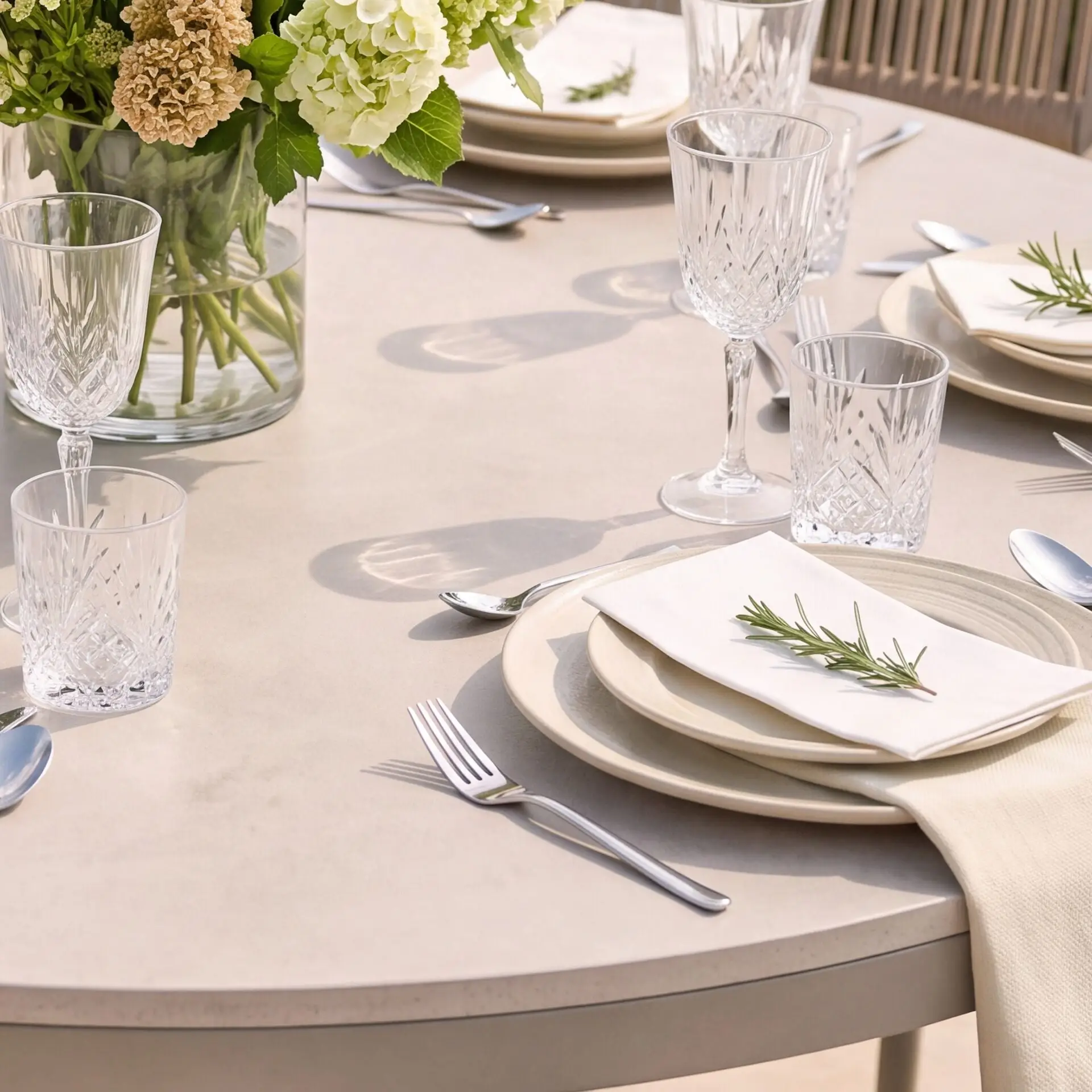 Cambridge Rattan Rope 4 Seat Round Sintered Stone Dining Set