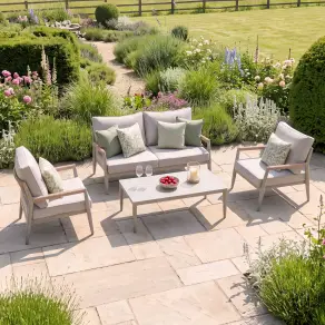 Cambridge Rattan Rope 2 Seat Sofa Set - 2 Armchairs & Sintered Stone Coffee Table