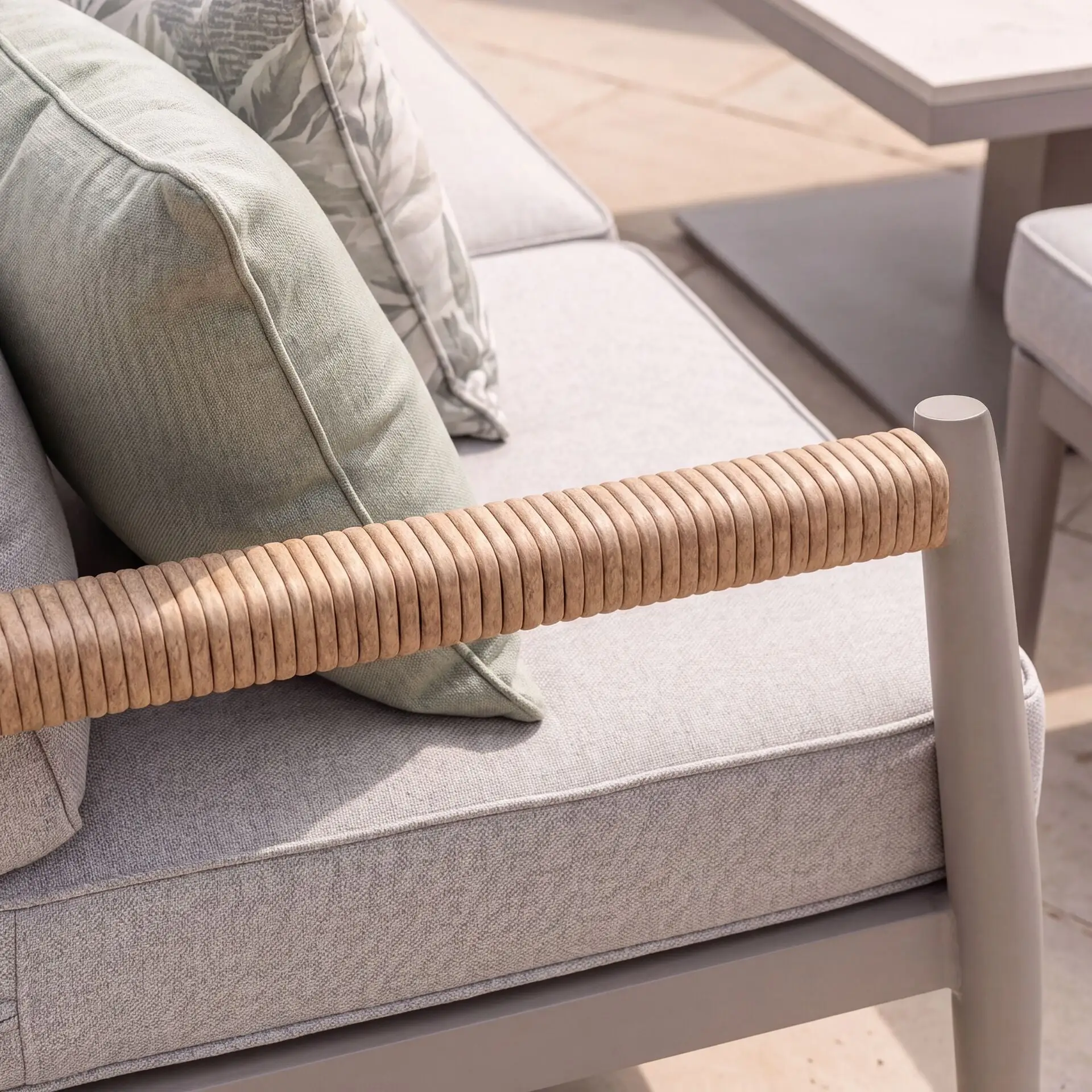 Cambridge Rattan Rope 2 Seat Sofa Set - 2 Armchairs & Sintered Stone Coffee Table