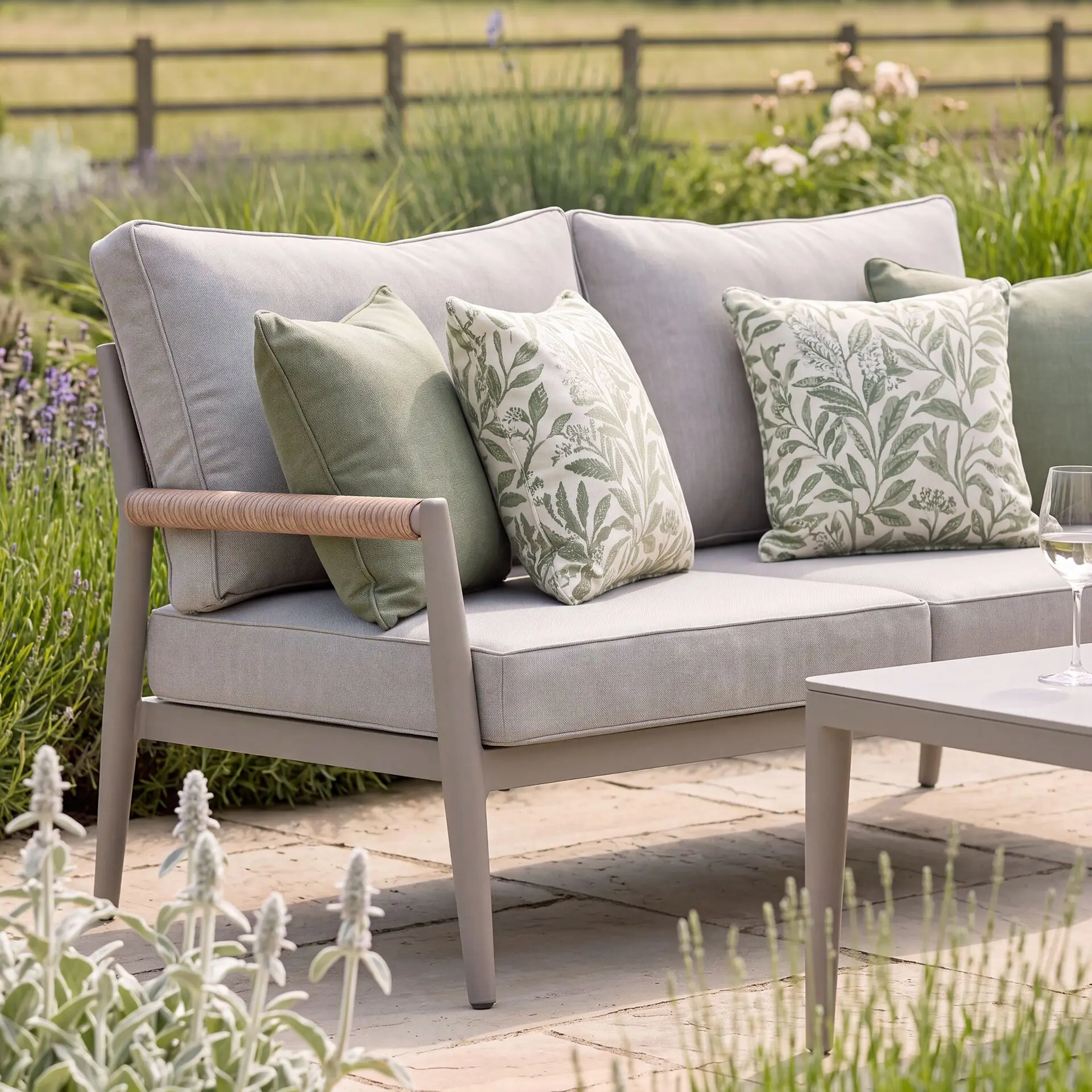 Cambridge Rattan Rope 2 Seat Sofa Set - 2 Armchairs & Sintered Stone Coffee Table