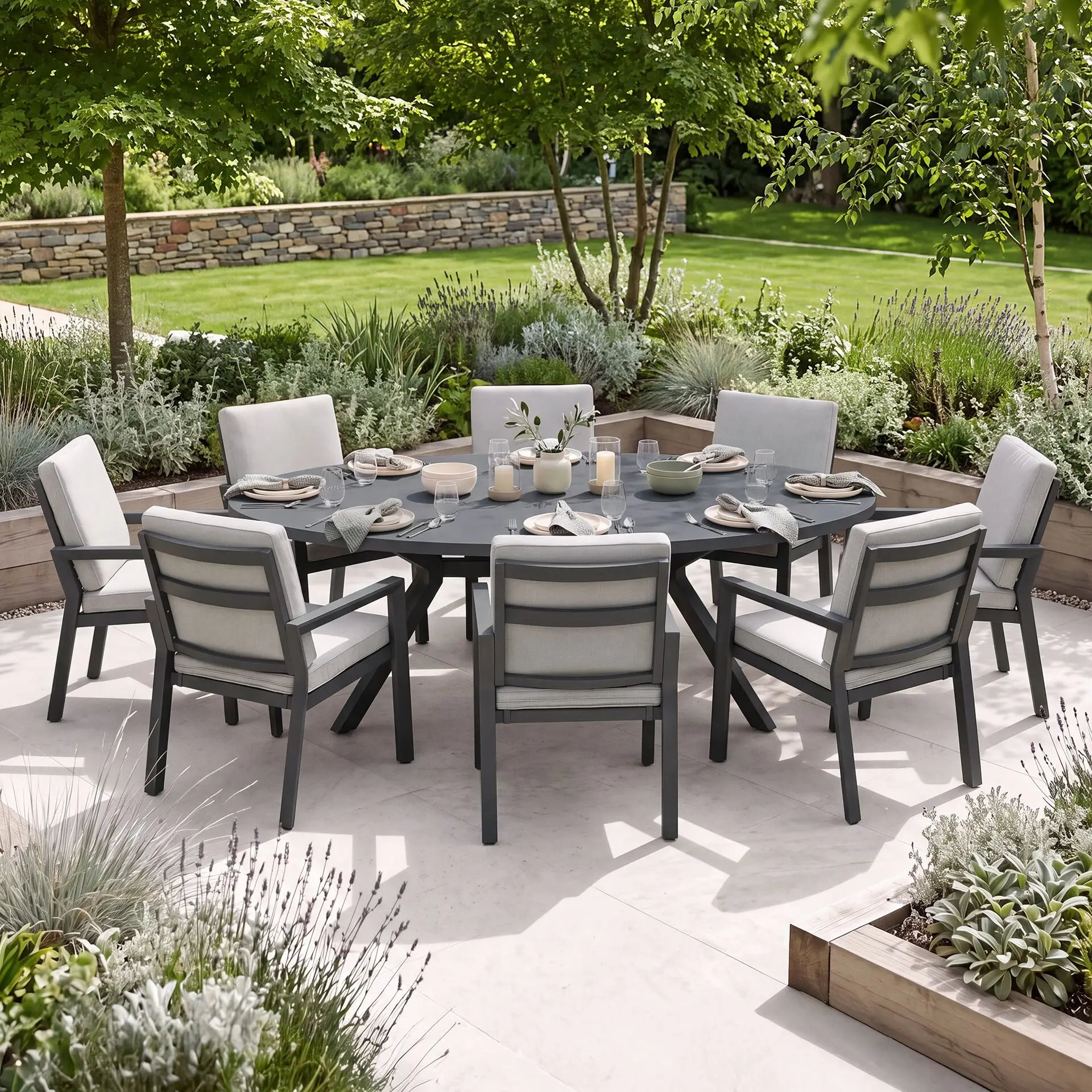 New York 8 Seat Oval Dining Set