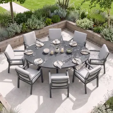 New York 8-Seat Oval Dining Set | Garden Furniture Spain
