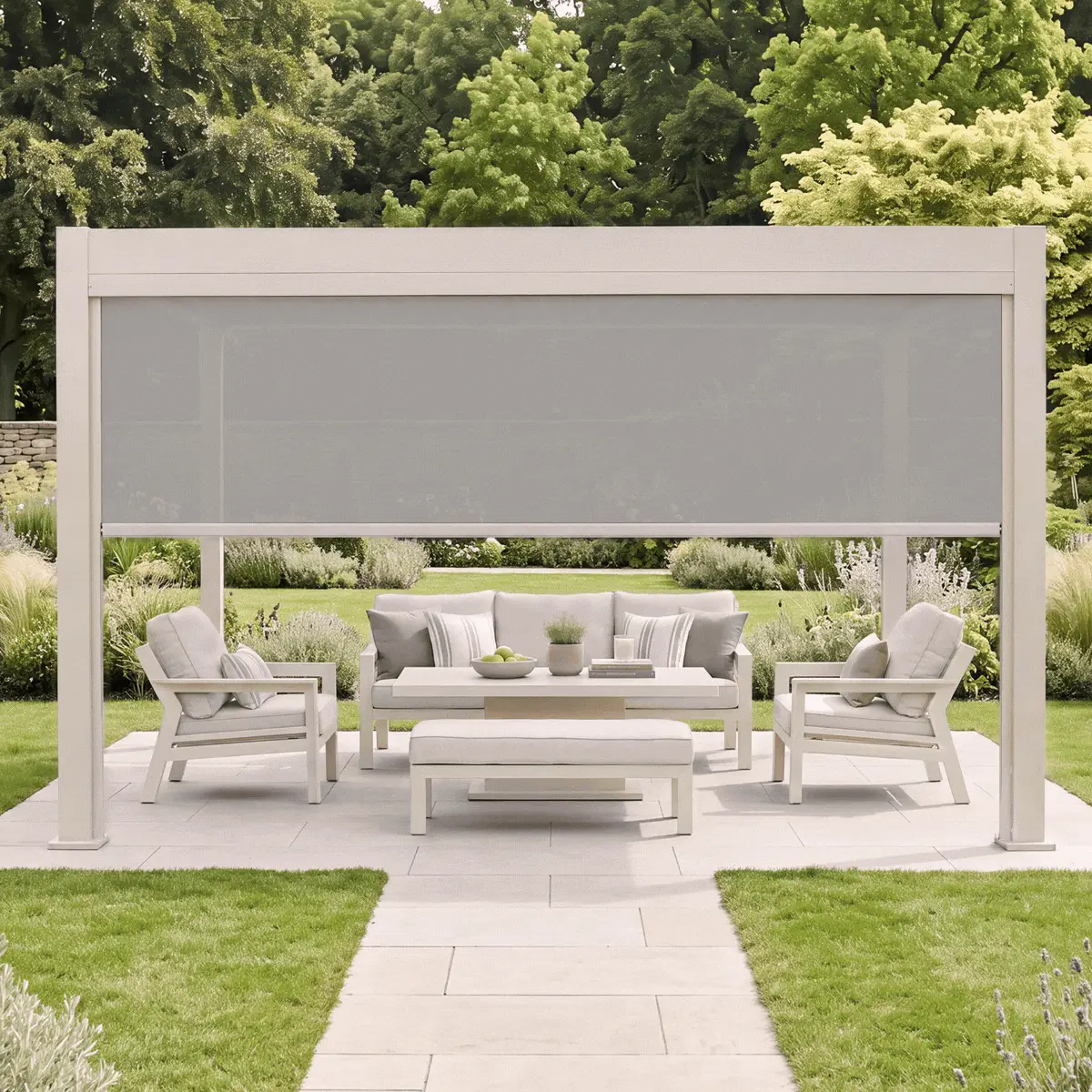 Aurora Pergola Zip Drop Side Blind to fit within 4m width