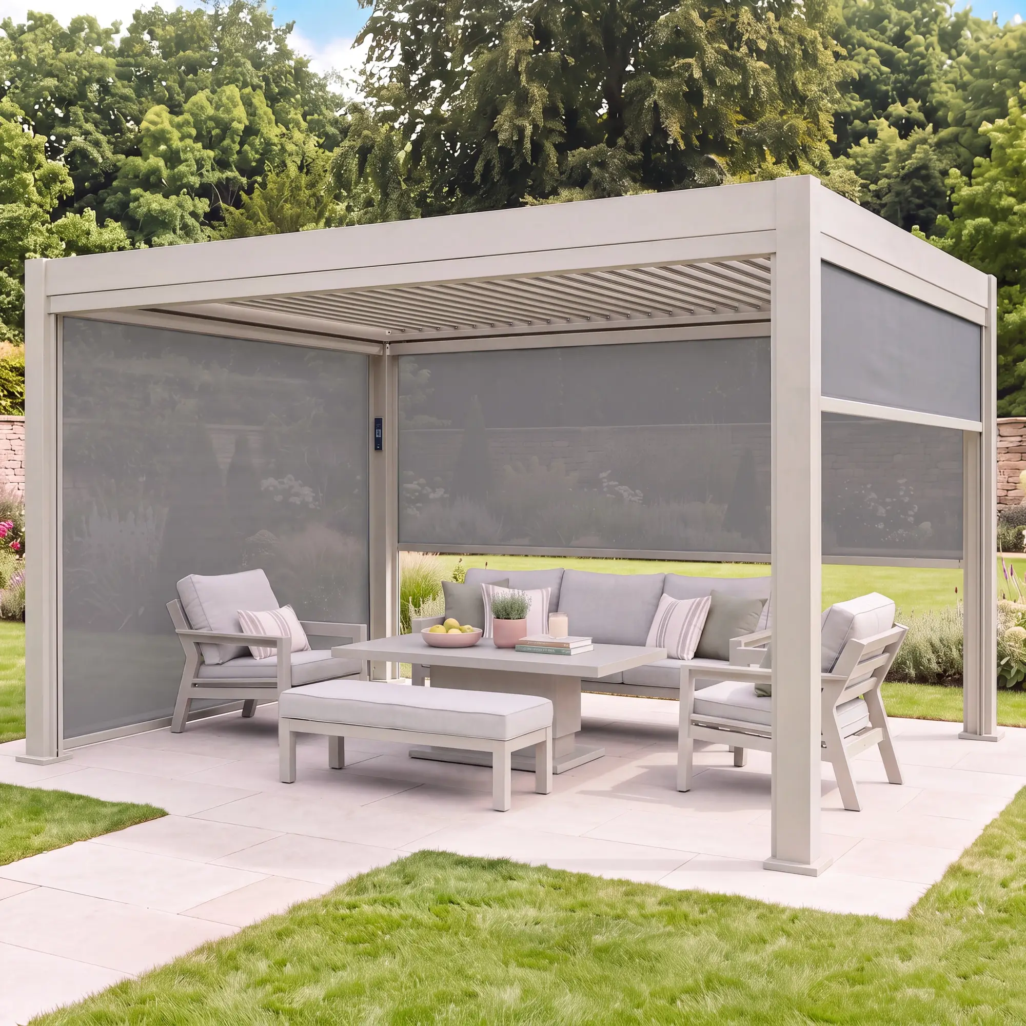 Aurora Pergola Zip Drop Side Blind to fit within 4m width