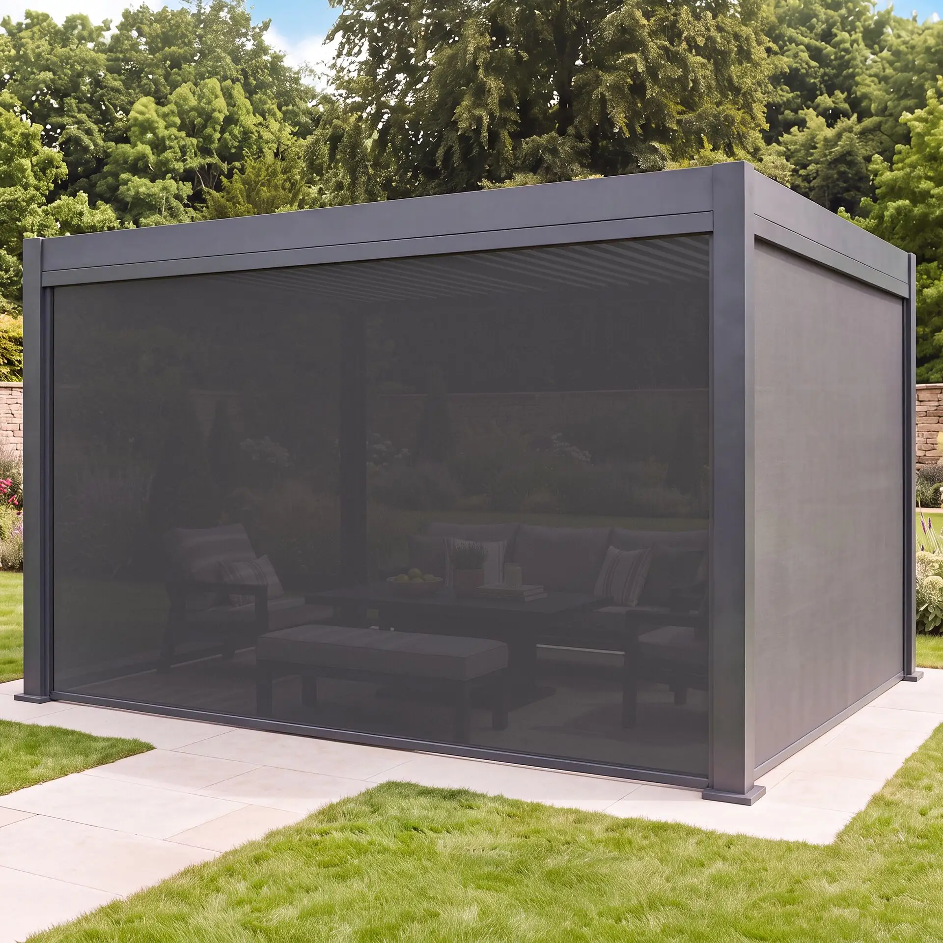 Aurora Pergola Zip Drop Side Blind to fit within 3m width