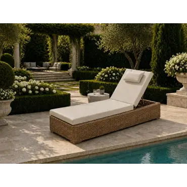 Montana sun lounger with cushion & wheels