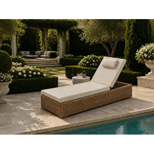 Montana sun lounger with cushion & wheels Montana sun lounger with cushion & wheels