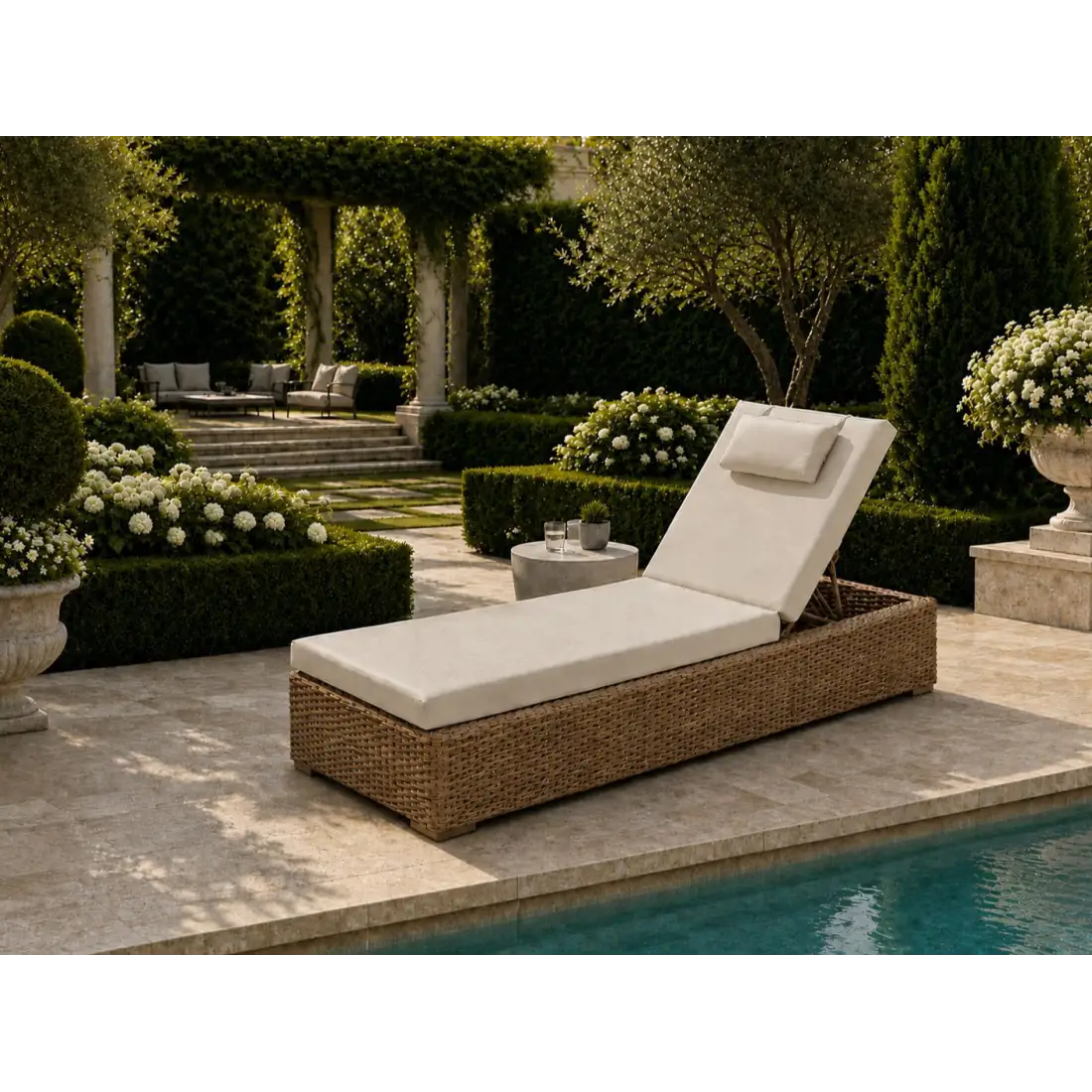 Montana sun lounger with cushion & wheels Montana sun lounger with cushion & wheels