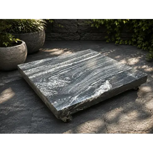 Galaxy Black Swirl Granite Base with Wheels Galaxy Black Swirl Granite Base with Wheels