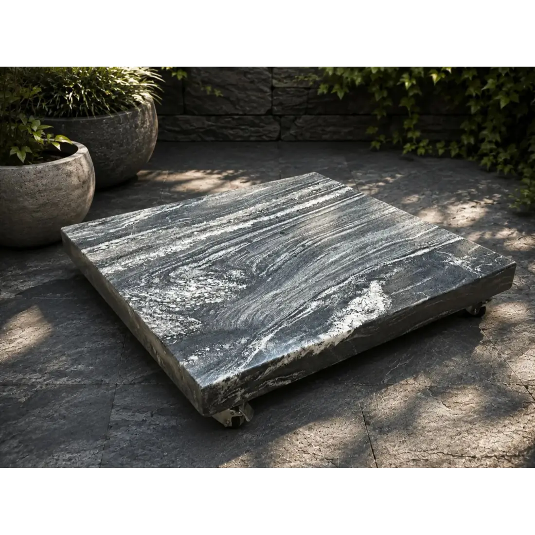 Galaxy Black Swirl Granite Base with Wheels Galaxy Black Swirl Granite Base with Wheels