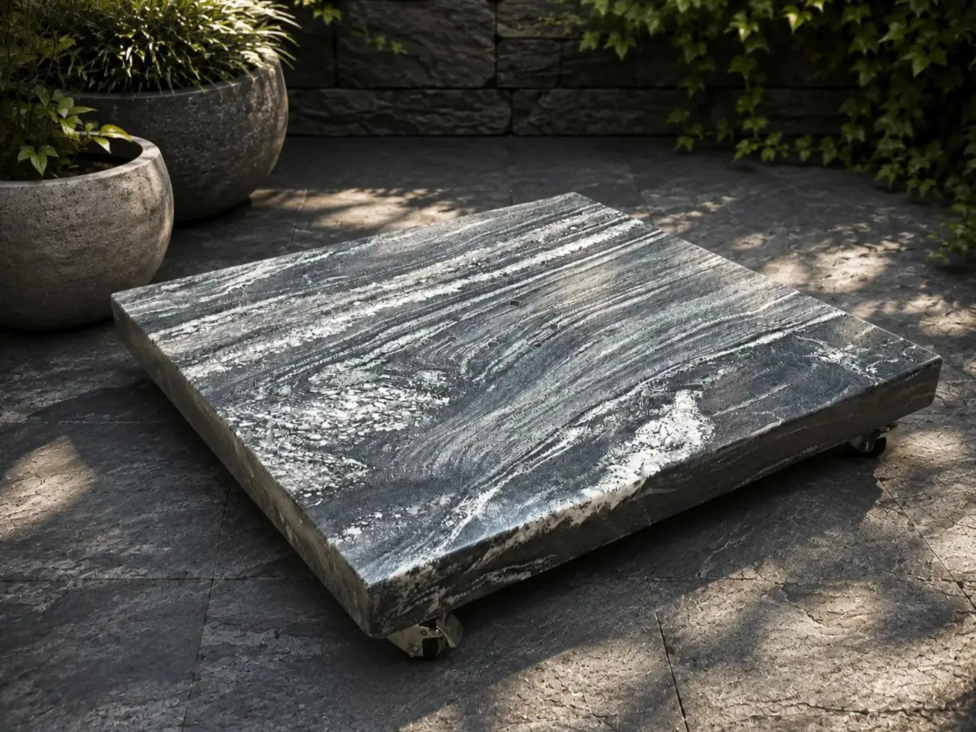 Galaxy Black Swirl Granite Base with Wheels